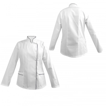 Bluza kucharska długi rękaw lamówka granatowa roz.40