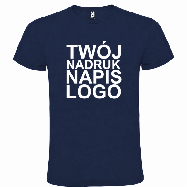 Męska koszulka T-shirt 100% miękka bawełna granatowa z twoim nadrukiem roz. L