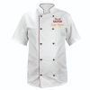 Bluza kucharska kitel biały z lamówką bordową z twoim nadrukiem logo roz. M – bluza kucharska – odzież gastronomiczna dl