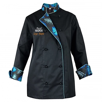 Bluza kucharska damska kitel czarny W1 z twoim nadrukiem logo roz. M