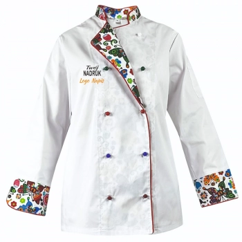 Bluza kucharska damska kitel biały W3 z twoim nadrukiem logo roz. XXL