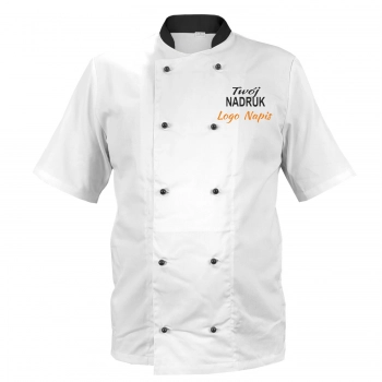 Bluza kucharska kitel biały z wstawkami czarnymi z twoim nadrukiem logo roz. L