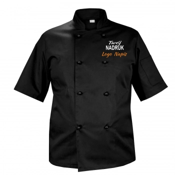 Bluza kucharska czarna na guziki z twoim nadrukiem logo napisem roz. 3XL – bluza kucharska – odzież gastronomiczna dla k