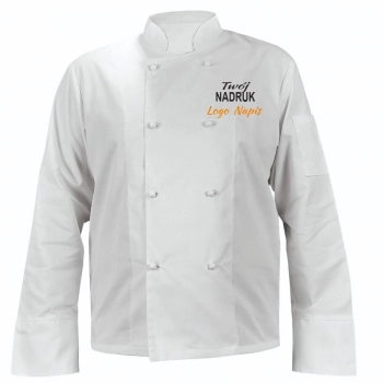 Bluza kucharska biała na guziki z twoim nadrukiem logo napisem roz. L