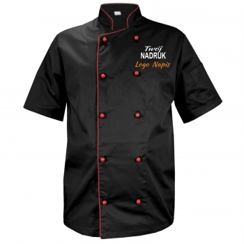 Bluza kucharska kitel czarny z lamówką czarny z twoim nadrukiem logo roz. M