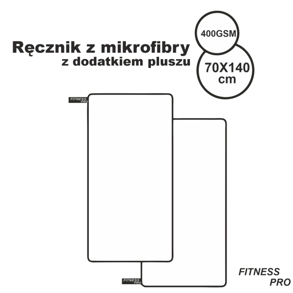 Ręcznik szybkoschnący duży sportowy plażowy z mikrofibry na siłownie FIT – odzież gastronomiczna Gastronix - inne ujęcie