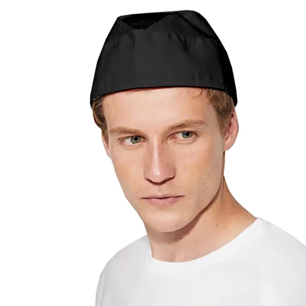 Czapka furażerka czarna z siatką premium – odzież gastronomiczna Gastronix - inne ujęcie