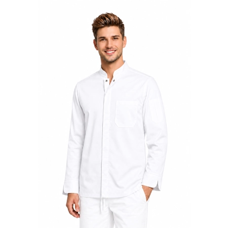 Bluza Kucharska Meska Zakryte Zatrzaski Dwie Kieszenie Elastyczna Kolor Bialy Wygodna